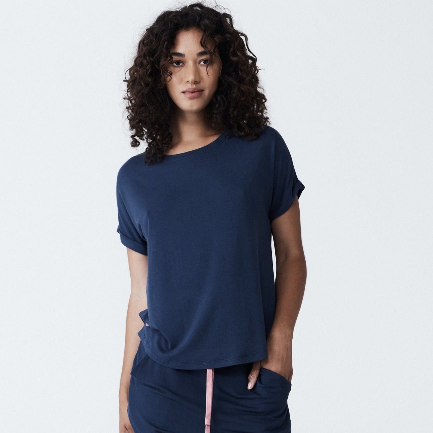 Navy Split Tee